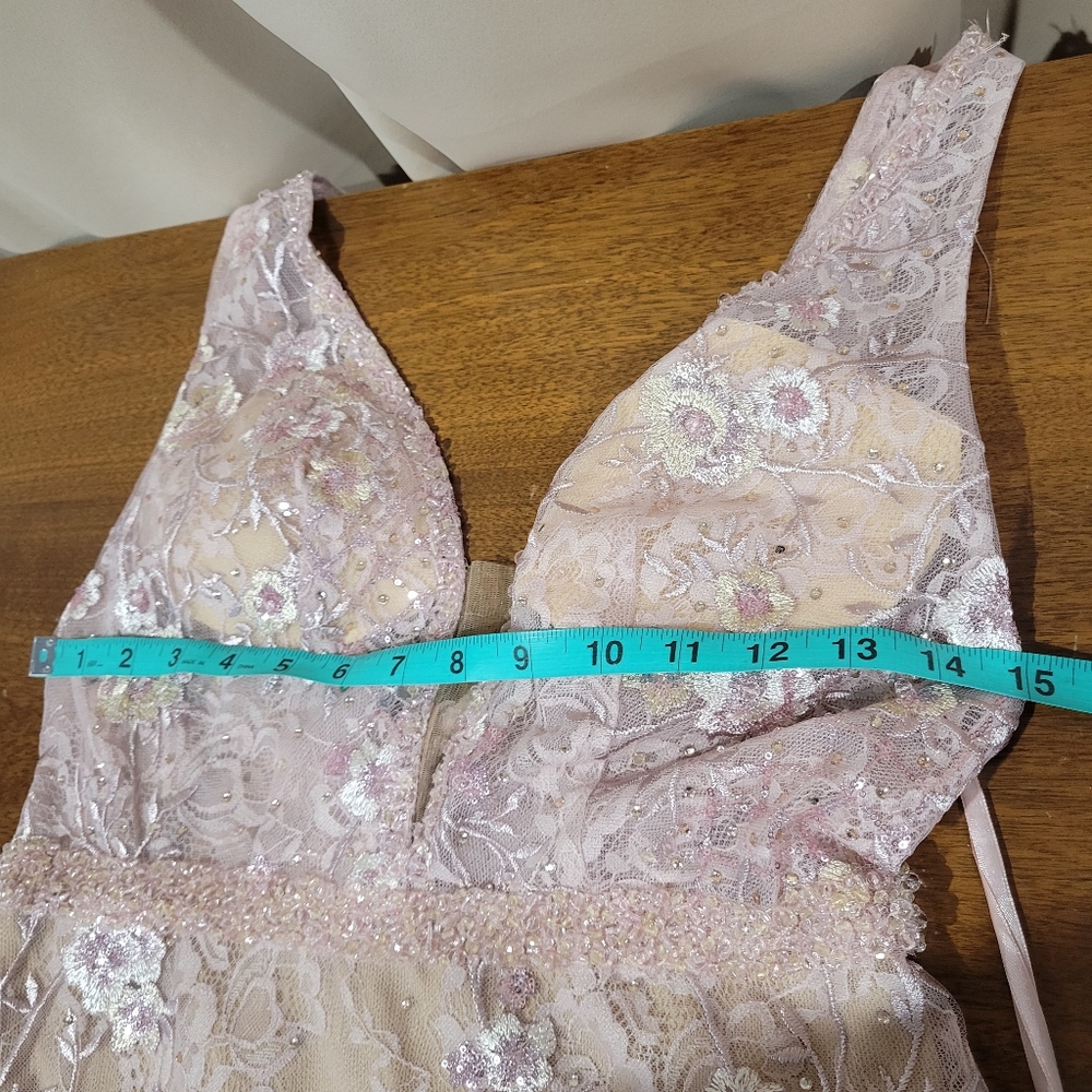 Mac Duggal 67481 Pink Floral Embellished Sleeveless Plunge Neck Gown NWT Size 4 - Picture 11 of 15